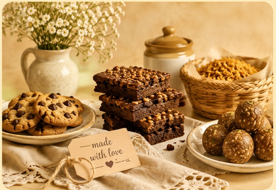 Handmade chocolates, cookies, snacks and treats prepared with love