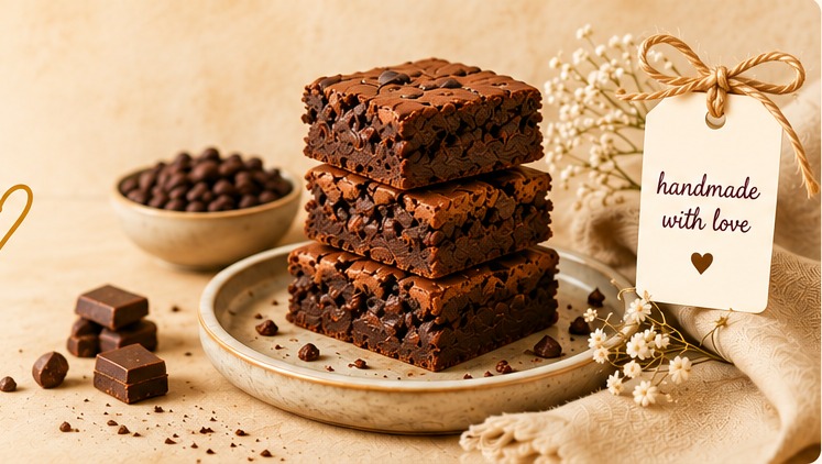Handmade chocolate brownies and treats